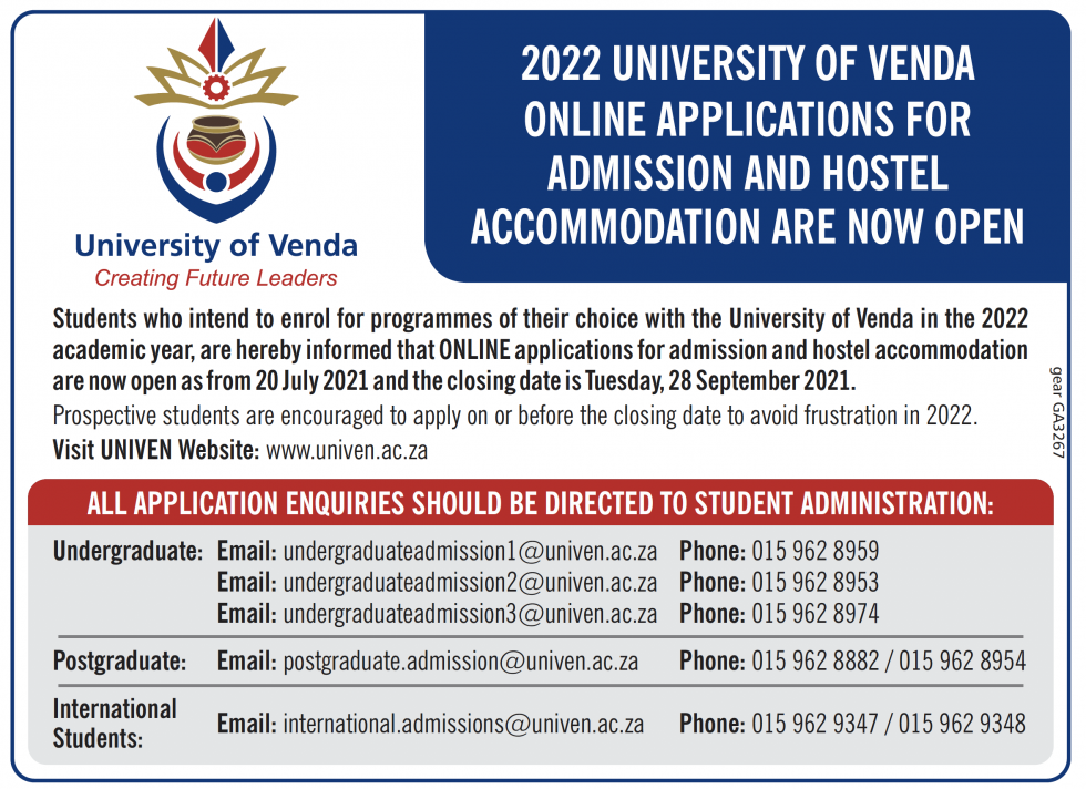 UNIVEN Online Applications 2024 Apply to University of Venda » SANotify