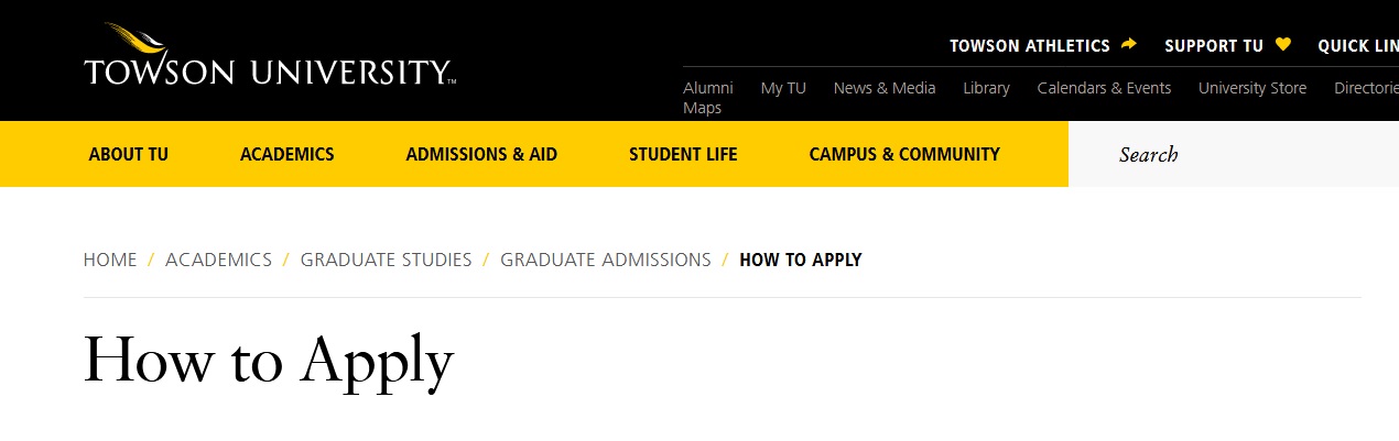 Towson.edu Apply For Graduate & Under Graduate Admissions : University ...