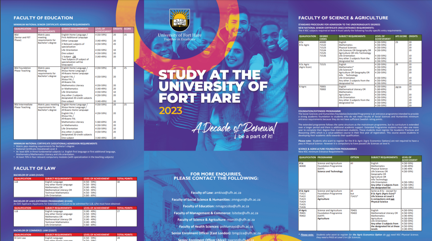 University of Fort Hare UFH Prospectus 2024 (PDF Download) » SANotify